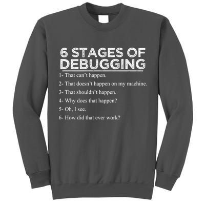 Funny Programmer 6 Stages Of Debugging Tall Sweatshirt