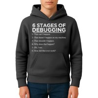 Funny Programmer 6 Stages Of Debugging Kids Hoodie