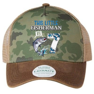 Fishing Party 7 Year Old Birthday Fisherman 7th Fisher Legacy Tie Dye Trucker Hat