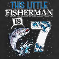 Fishing Party 7 Year Old Birthday Fisherman 7th Fisher 7 Panel Mesh Trucker Snapback Hat