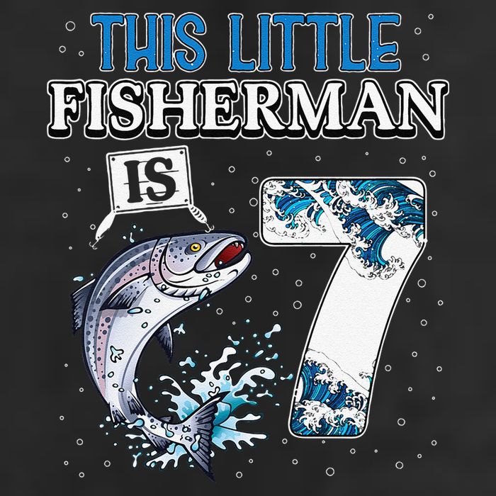Fishing Party 7 Year Old Birthday Fisherman 7th Fisher 7 Panel Mesh Trucker Snapback Hat