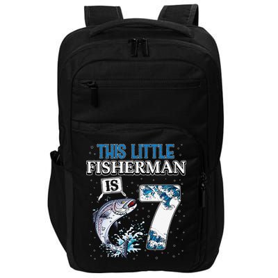 Fishing Party 7 Year Old Birthday Fisherman 7th Fisher Impact Tech Backpack