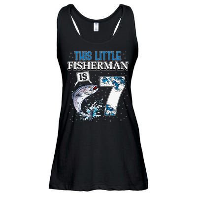 Fishing Party 7 Year Old Birthday Fisherman 7th Fisher Ladies Essential Flowy Tank