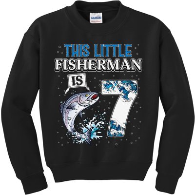 Fishing Party 7 Year Old Birthday Fisherman 7th Fisher Kids Sweatshirt