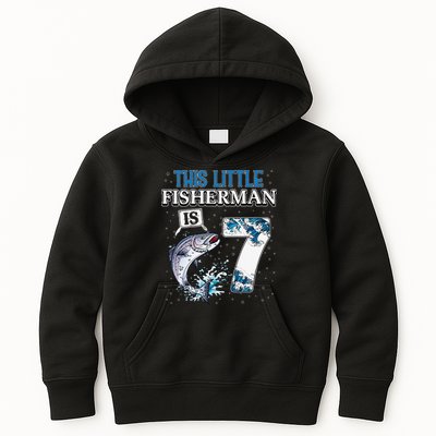 Fishing Party 7 Year Old Birthday Fisherman 7th Fisher Kids Hoodie