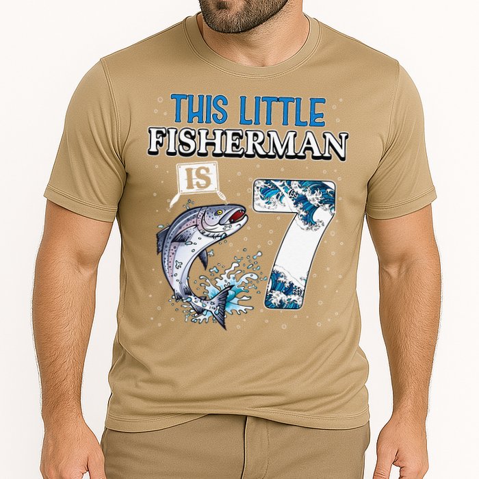Fishing Party 7 Year Old Birthday Fisherman 7th Fisher Cooling Performance Crew T-Shirt