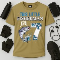 Fishing Party 7 Year Old Birthday Fisherman 7th Fisher Cooling Performance Crew T-Shirt