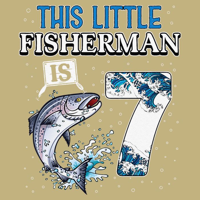 Fishing Party 7 Year Old Birthday Fisherman 7th Fisher Cooling Performance Crew T-Shirt