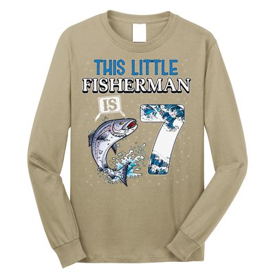 Fishing Party 7 Year Old Birthday Fisherman 7th Fisher Long Sleeve Shirt