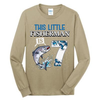 Fishing Party 7 Year Old Birthday Fisherman 7th Fisher Tall Long Sleeve T-Shirt