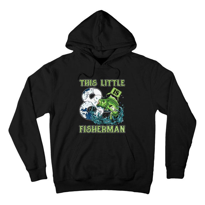 Fishing Party 8 Year Old Birthday Fisherman 8th Fisher Hoodie