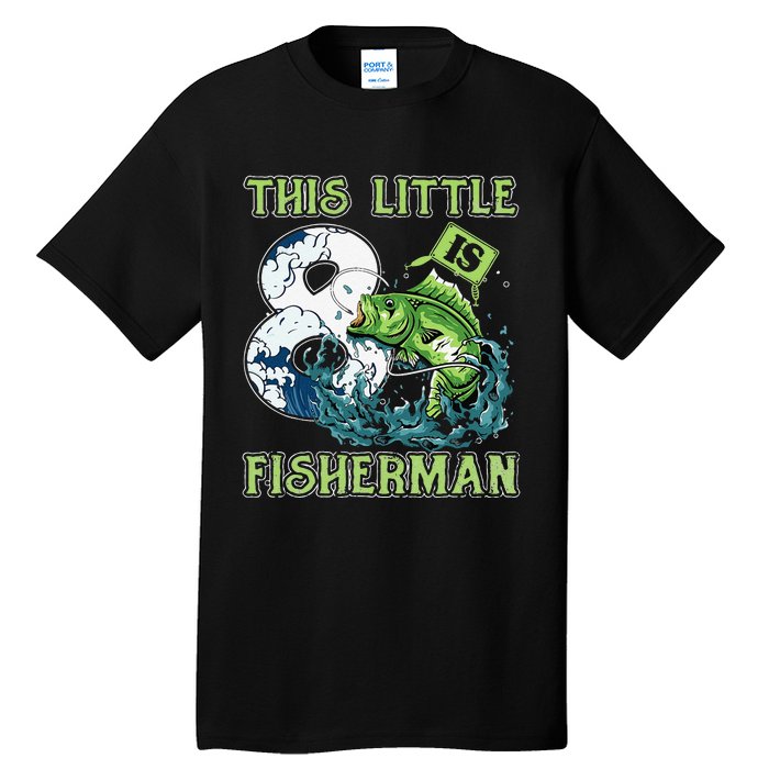 Fishing Party 8 Year Old Birthday Fisherman 8th Fisher Tall T-Shirt