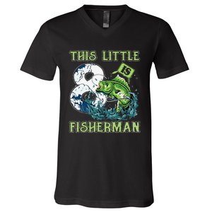 Fishing Party 8 Year Old Birthday Fisherman 8th Fisher V-Neck T-Shirt