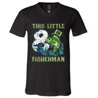 Fishing Party 8 Year Old Birthday Fisherman 8th Fisher V-Neck T-Shirt