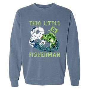 Fishing Party 8 Year Old Birthday Fisherman 8th Fisher Garment-Dyed Sweatshirt