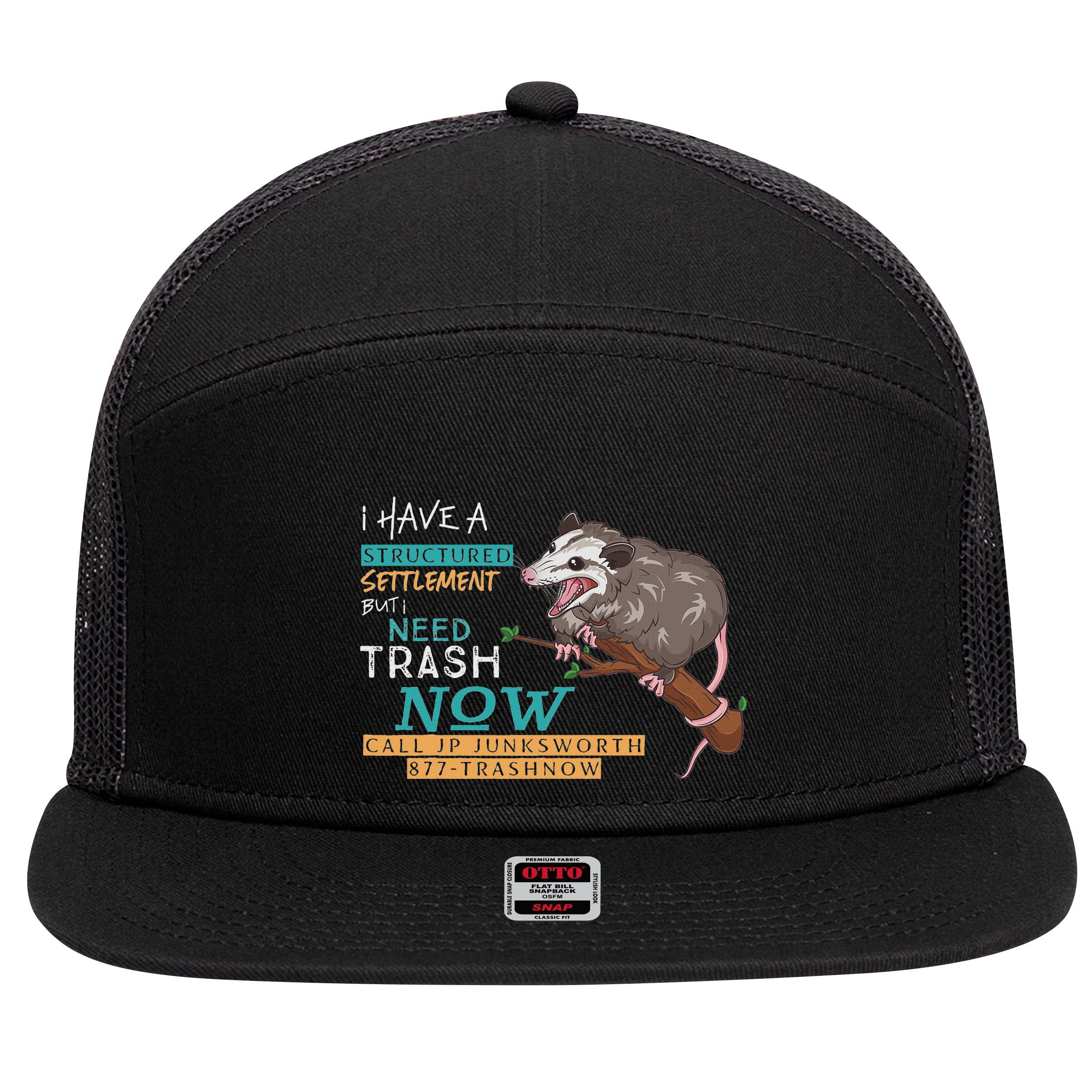 Funny Possum 877 Trashnow 7 Panel Mesh Trucker Snapback Hat