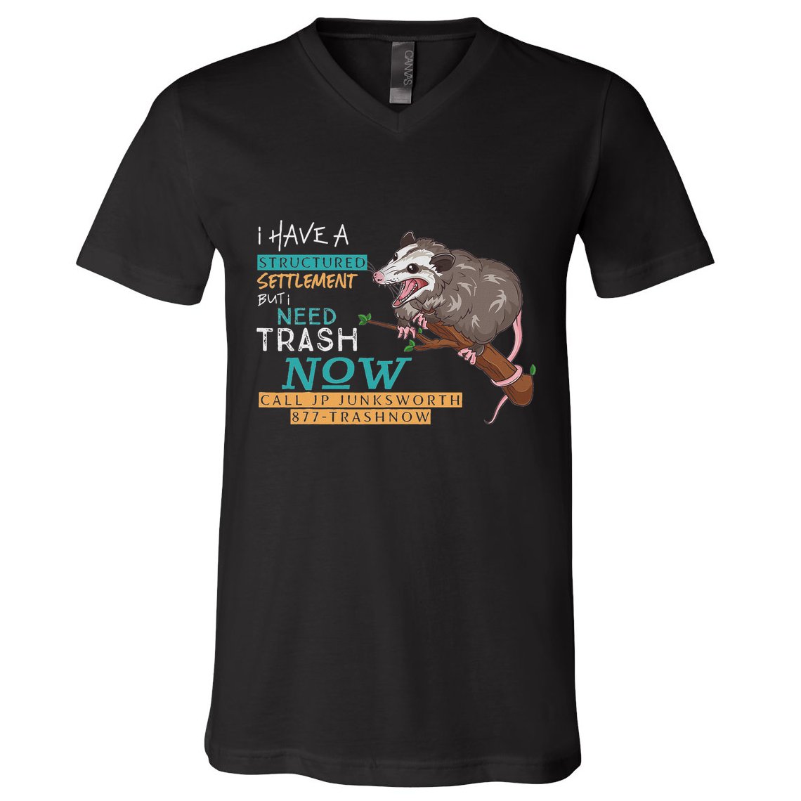 Funny Possum 877 Trashnow V-Neck T-Shirt