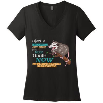 Funny Possum 877 Trashnow Women's V-Neck T-Shirt