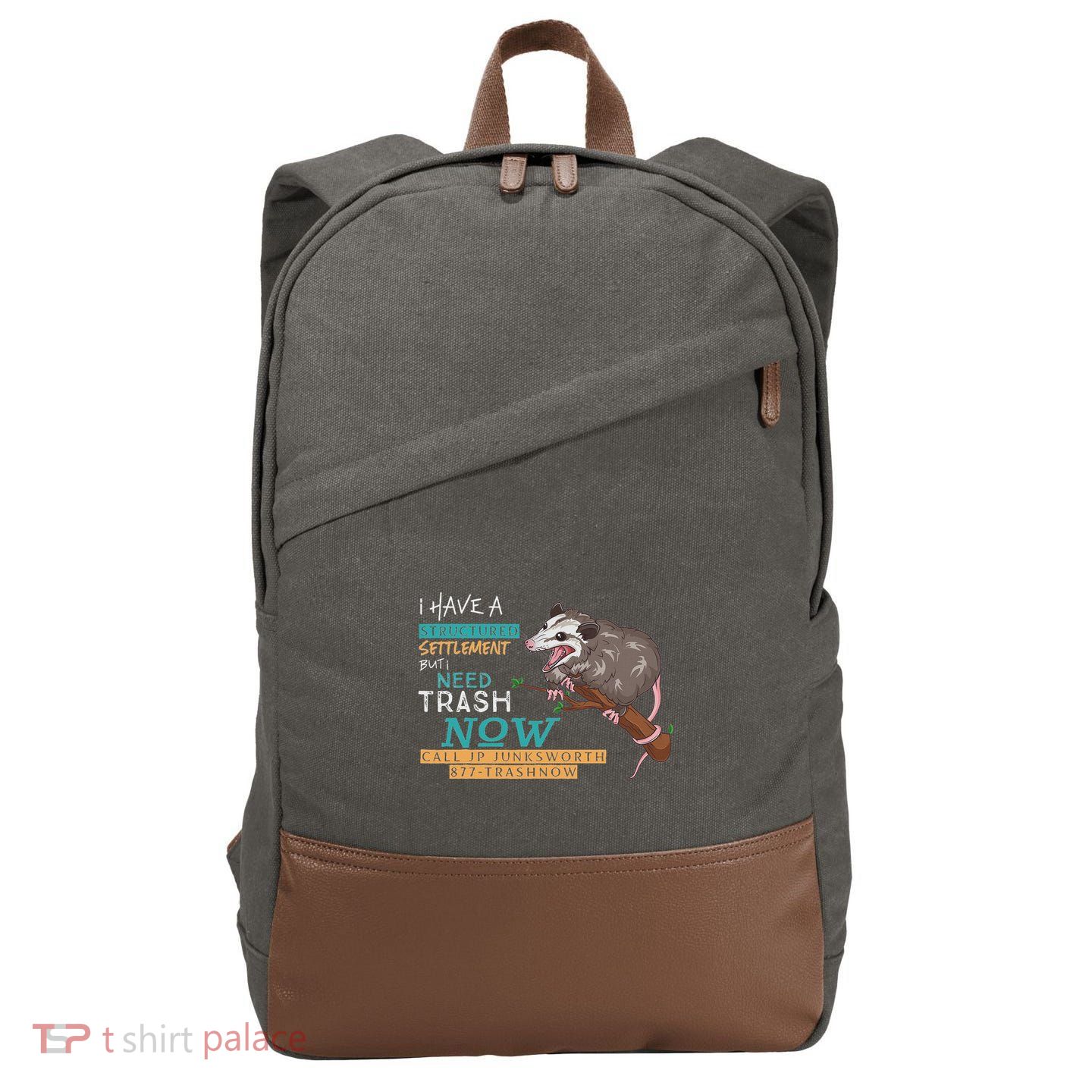 Funny Possum 877 Trashnow Cotton Canvas Backpack