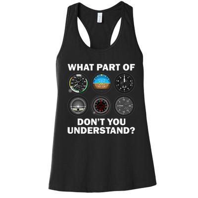 Funny Pilot Art Men Women Aviation Airline Pilot Instruments Women's Racerback Tank