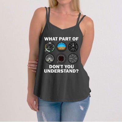 Funny Pilot Art Men Women Aviation Airline Pilot Instruments Women's Strappy Tank