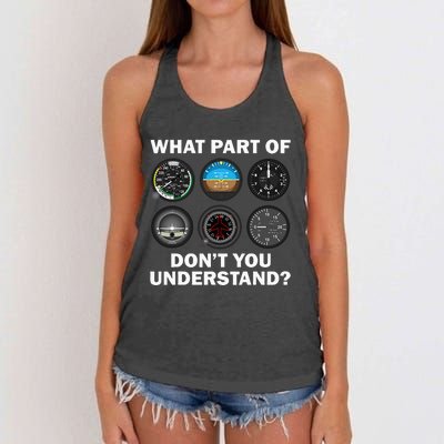 Funny Pilot Art Men Women Aviation Airline Pilot Instruments Women's Knotted Racerback Tank