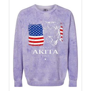 Funny Proud Akita Dad American Flag Patriotic Dog Gift Colorblast Crewneck Sweatshirt