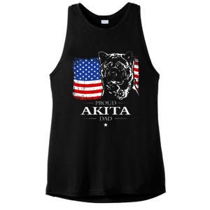 Funny Proud Akita Dad American Flag Patriotic Dog Gift Ladies PosiCharge Tri-Blend Wicking Tank