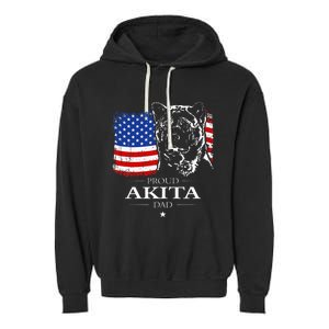 Funny Proud Akita Dad American Flag Patriotic Dog Gift Garment-Dyed Fleece Hoodie