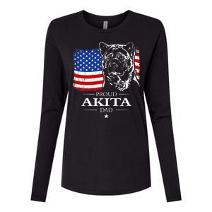 Funny Proud Akita Dad American Flag Patriotic Dog Gift Womens Cotton Relaxed Long Sleeve T-Shirt