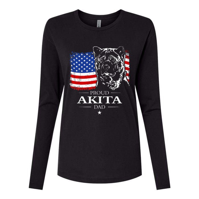 Funny Proud Akita Dad American Flag Patriotic Dog Gift Womens Cotton Relaxed Long Sleeve T-Shirt