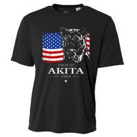 Funny Proud Akita Dad American Flag Patriotic Dog Gift Cooling Performance Crew T-Shirt