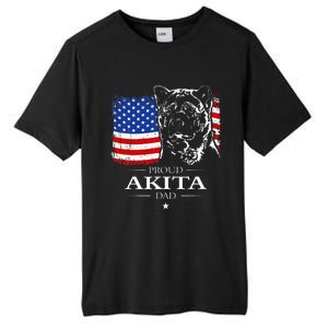 Funny Proud Akita Dad American Flag Patriotic Dog Gift Tall Fusion ChromaSoft Performance T-Shirt