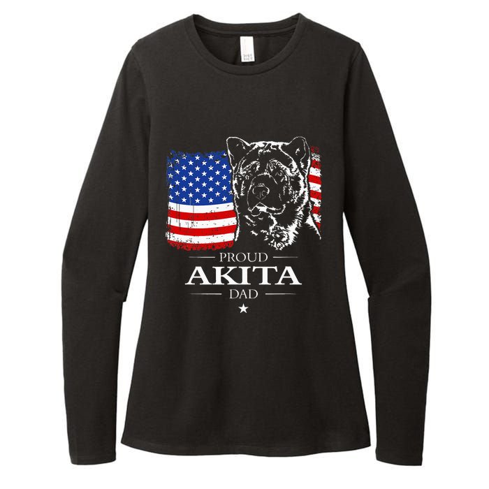 Funny Proud Akita Dad American Flag Patriotic Dog Gift Womens CVC Long Sleeve Shirt