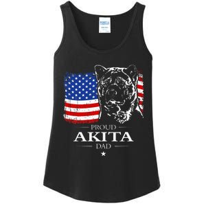 Funny Proud Akita Dad American Flag Patriotic Dog Gift Ladies Essential Tank