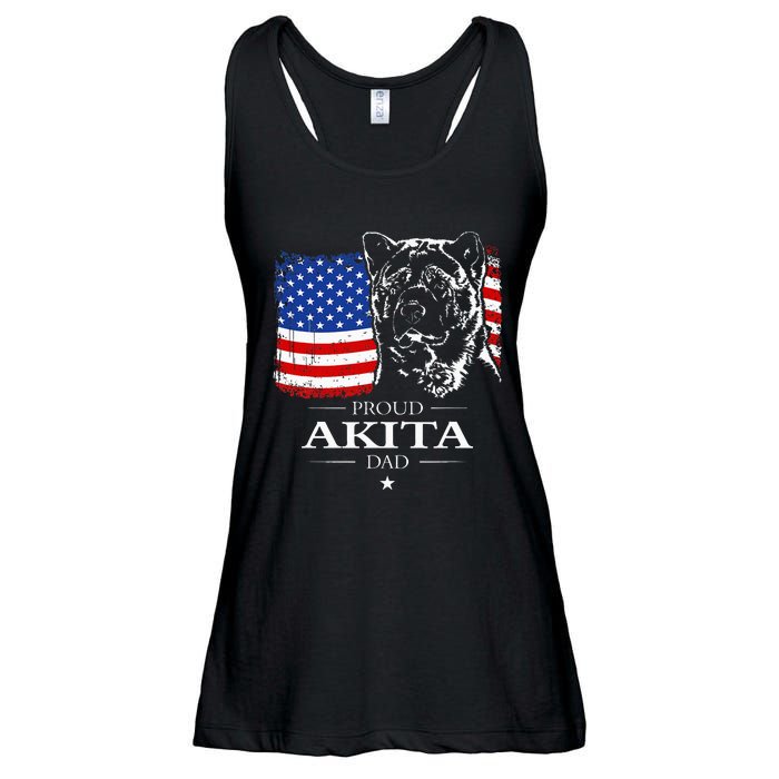 Funny Proud Akita Dad American Flag Patriotic Dog Gift Ladies Essential Flowy Tank