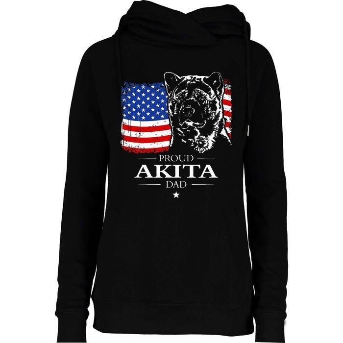 Funny Proud Akita Dad American Flag Patriotic Dog Gift Womens Funnel Neck Pullover Hood