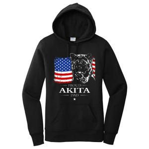 Funny Proud Akita Dad American Flag Patriotic Dog Gift Women's Pullover Hoodie