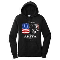 Funny Proud Akita Dad American Flag Patriotic Dog Gift Women's Pullover Hoodie