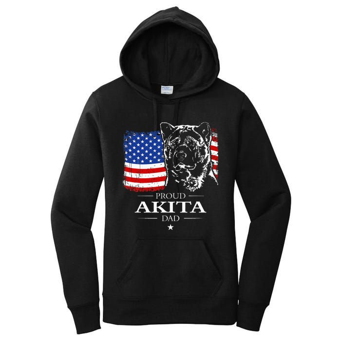 Funny Proud Akita Dad American Flag Patriotic Dog Gift Women's Pullover Hoodie