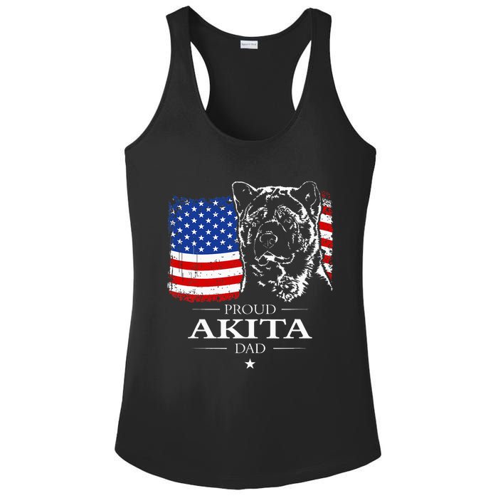 Funny Proud Akita Dad American Flag Patriotic Dog Gift Ladies PosiCharge Competitor Racerback Tank