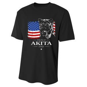 Funny Proud Akita Dad American Flag Patriotic Dog Gift Performance Sprint T-Shirt