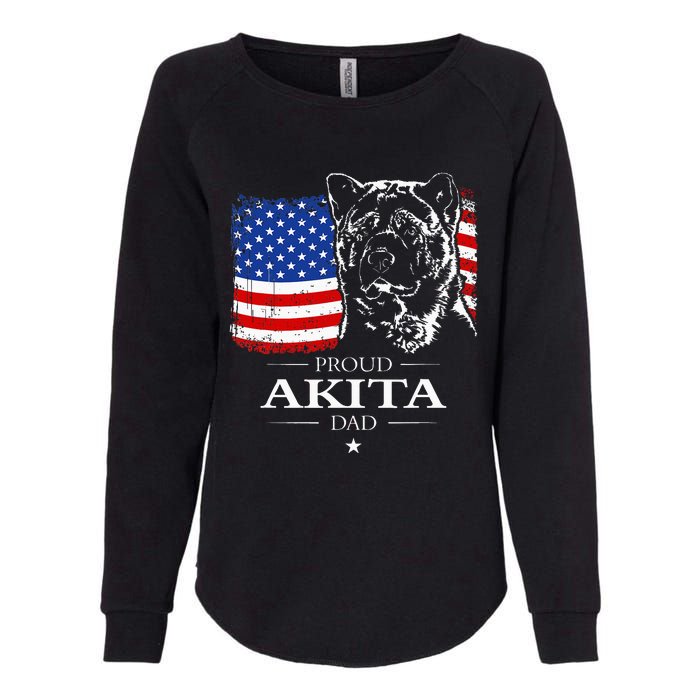 Funny Proud Akita Dad American Flag Patriotic Dog Gift Womens California Wash Sweatshirt