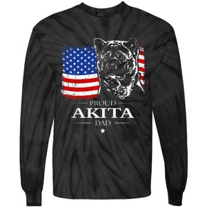 Funny Proud Akita Dad American Flag Patriotic Dog Gift Tie-Dye Long Sleeve Shirt