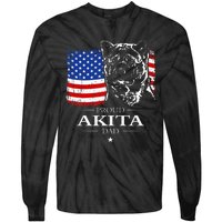 Funny Proud Akita Dad American Flag Patriotic Dog Gift Tie-Dye Long Sleeve Shirt