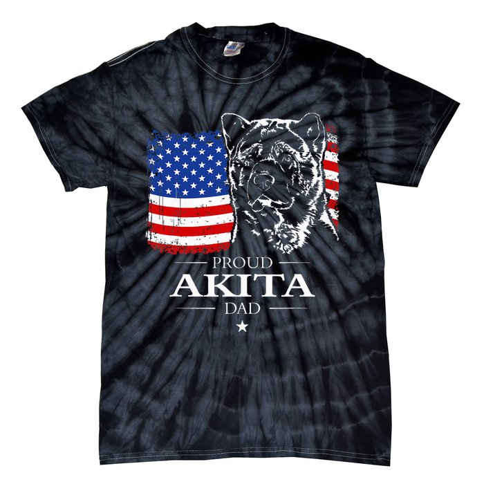 Funny Proud Akita Dad American Flag Patriotic Dog Gift Tie-Dye T-Shirt