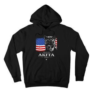 Funny Proud Akita Dad American Flag Patriotic Dog Gift Tall Hoodie