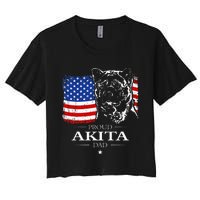 Funny Proud Akita Dad American Flag Patriotic Dog Gift Women's Crop Top Tee