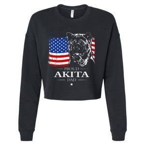 Funny Proud Akita Dad American Flag Patriotic Dog Gift Cropped Pullover Crew