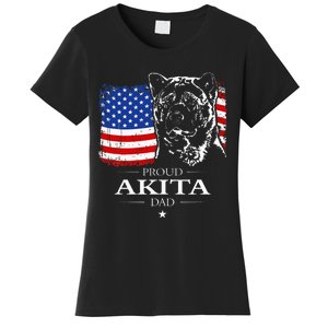 Funny Proud Akita Dad American Flag Patriotic Dog Gift Women's T-Shirt